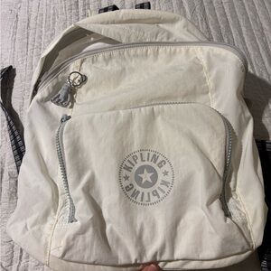 Kipling White Backpack with Gray Details